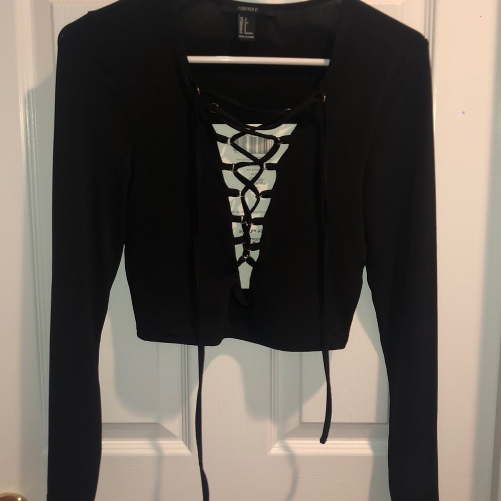 Black lace up top